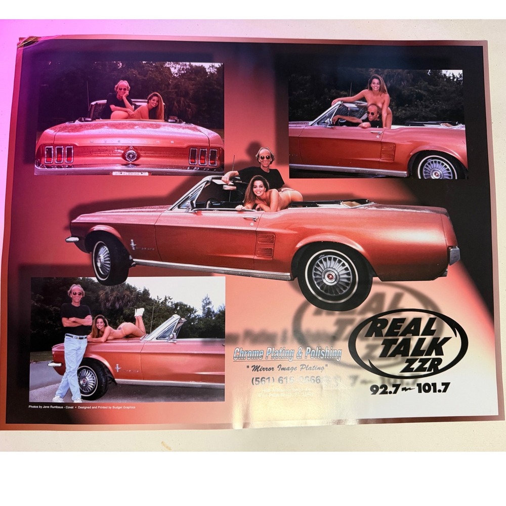 Vintage Real Talk ZZR Ford Mustang Poster Unisex 20x16 Orange Excellent